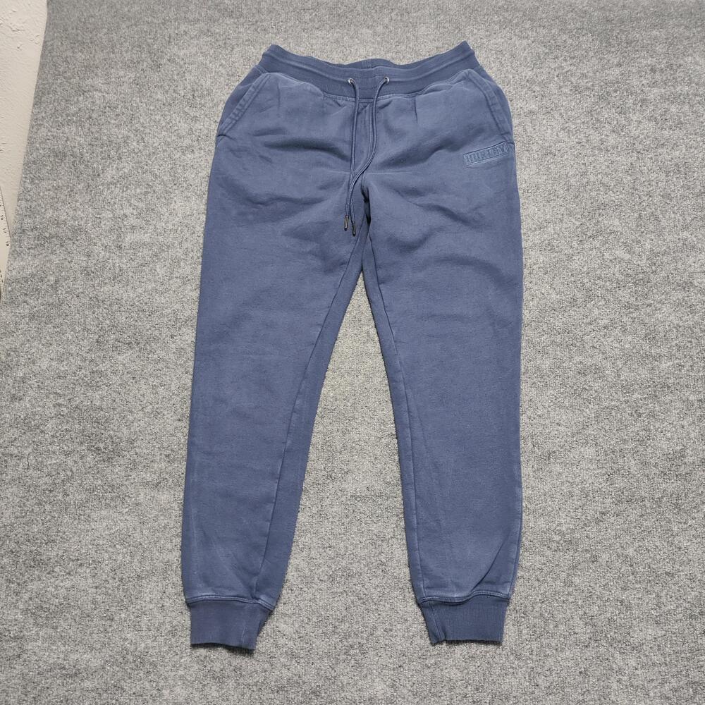 Hurley Sweatpants Mens Medium Blue Fleece Joggers Elastic Waist Logo Pocket